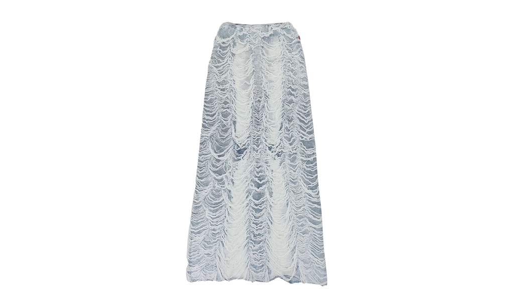 DENIM SHREDDED LONG SKIRT BLUE "Blue" A139350BNCG8NY