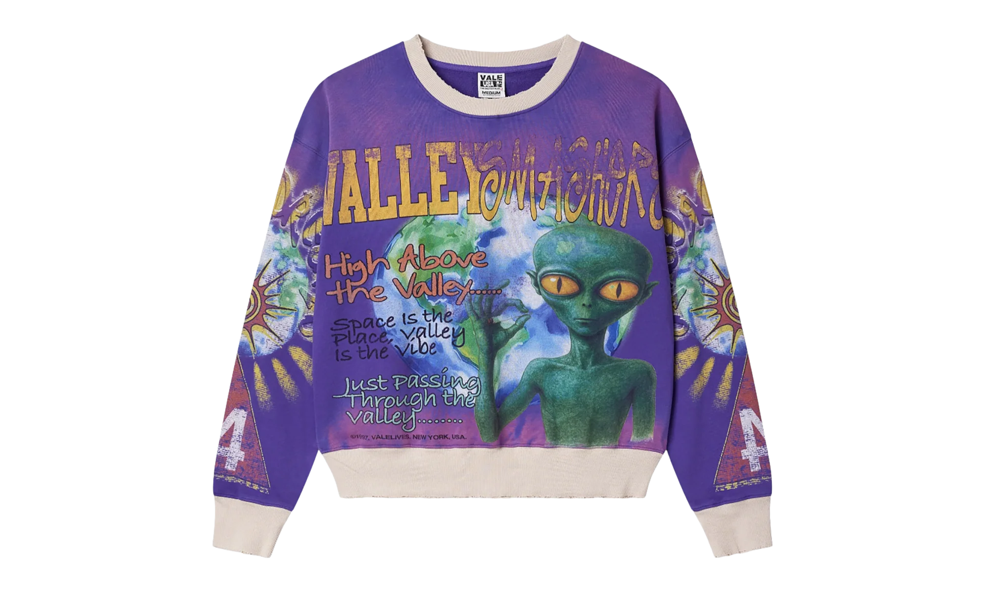 Space Alien Crewneck Sweatshirt "Purple" VAL55