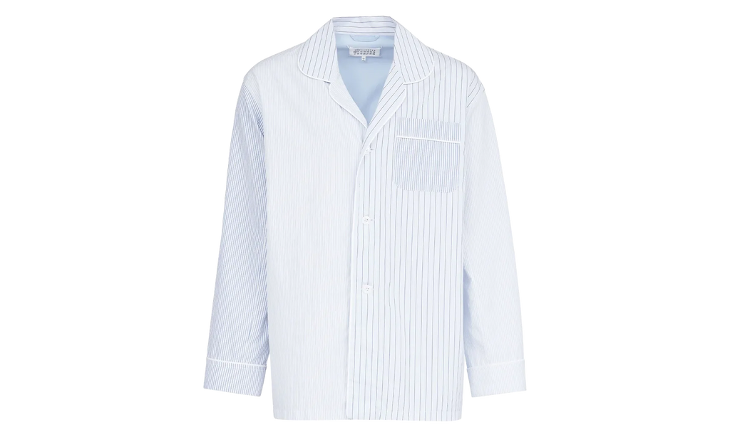 Striped Cotton Pajama Shirt "Light Blue" S50DT0044MTN031961