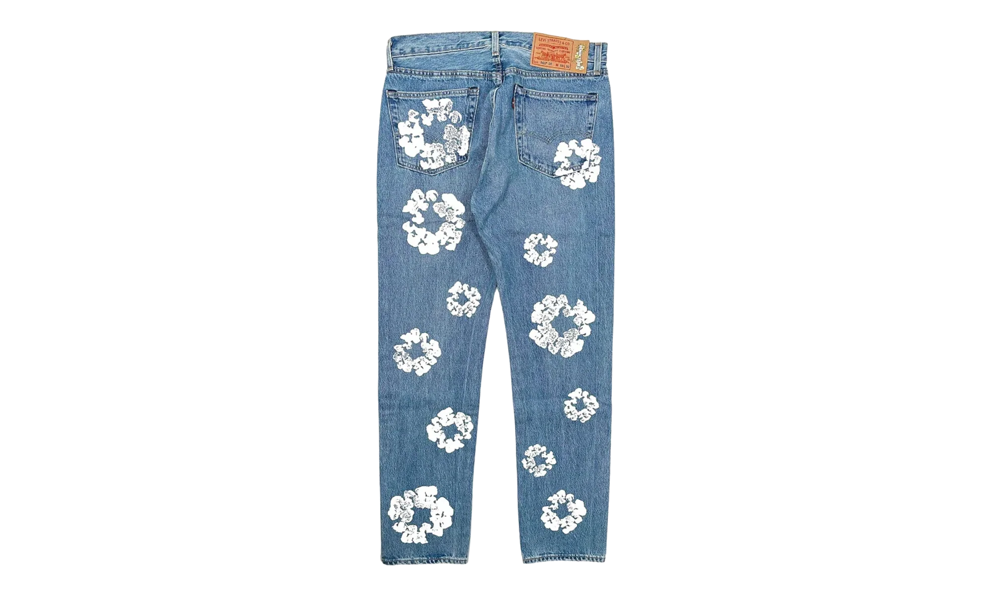 Levi's 501 Cotton Wreath Logo Jeans "Light Wash / Indigo / White" DT303