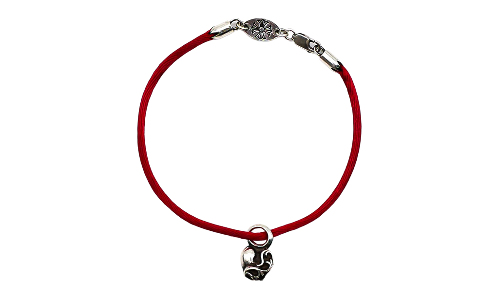 Silver Heart Vine Pendant String Bracelet "Red" CHRM1194