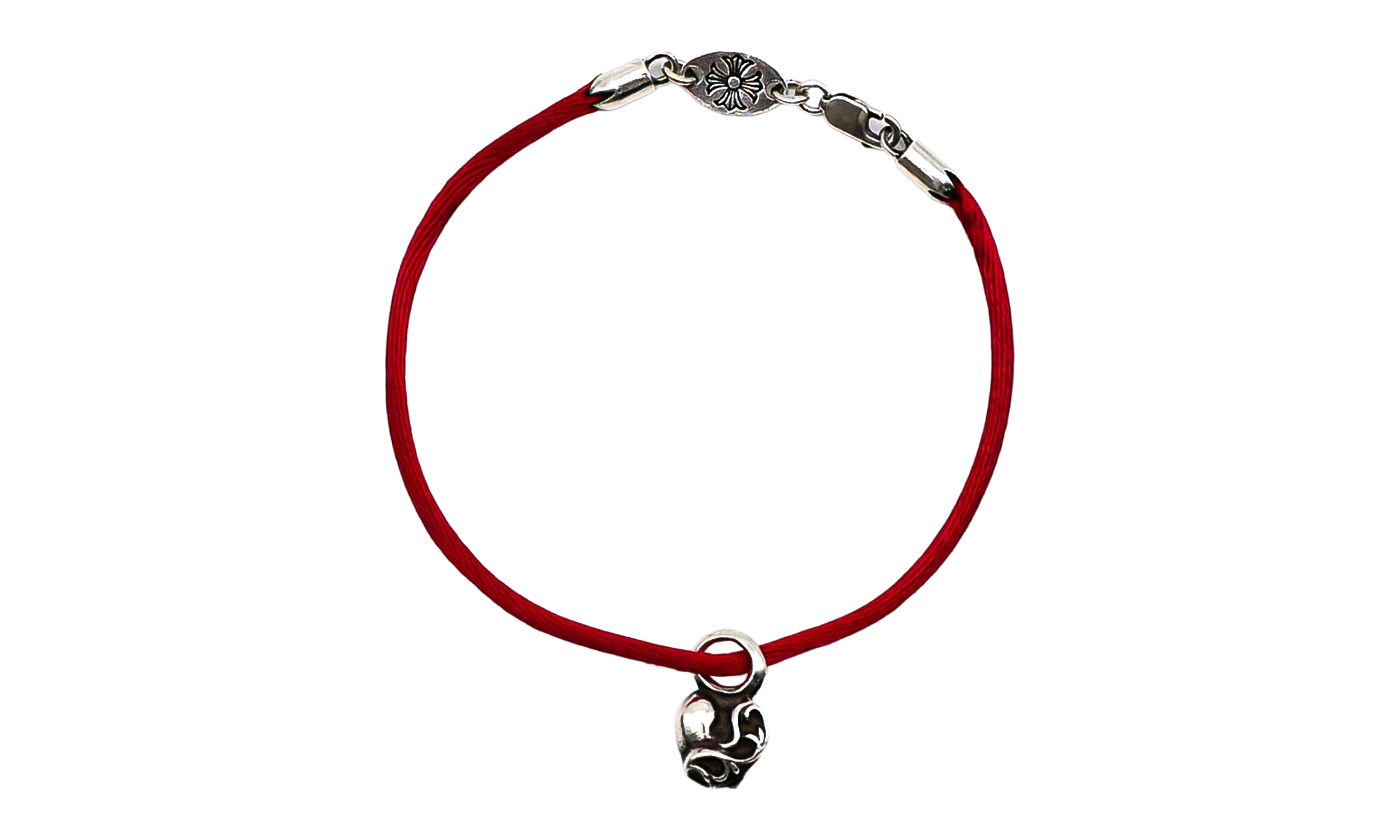 Silver Heart Vine Pendant String Bracelet "Red" CHRM1194