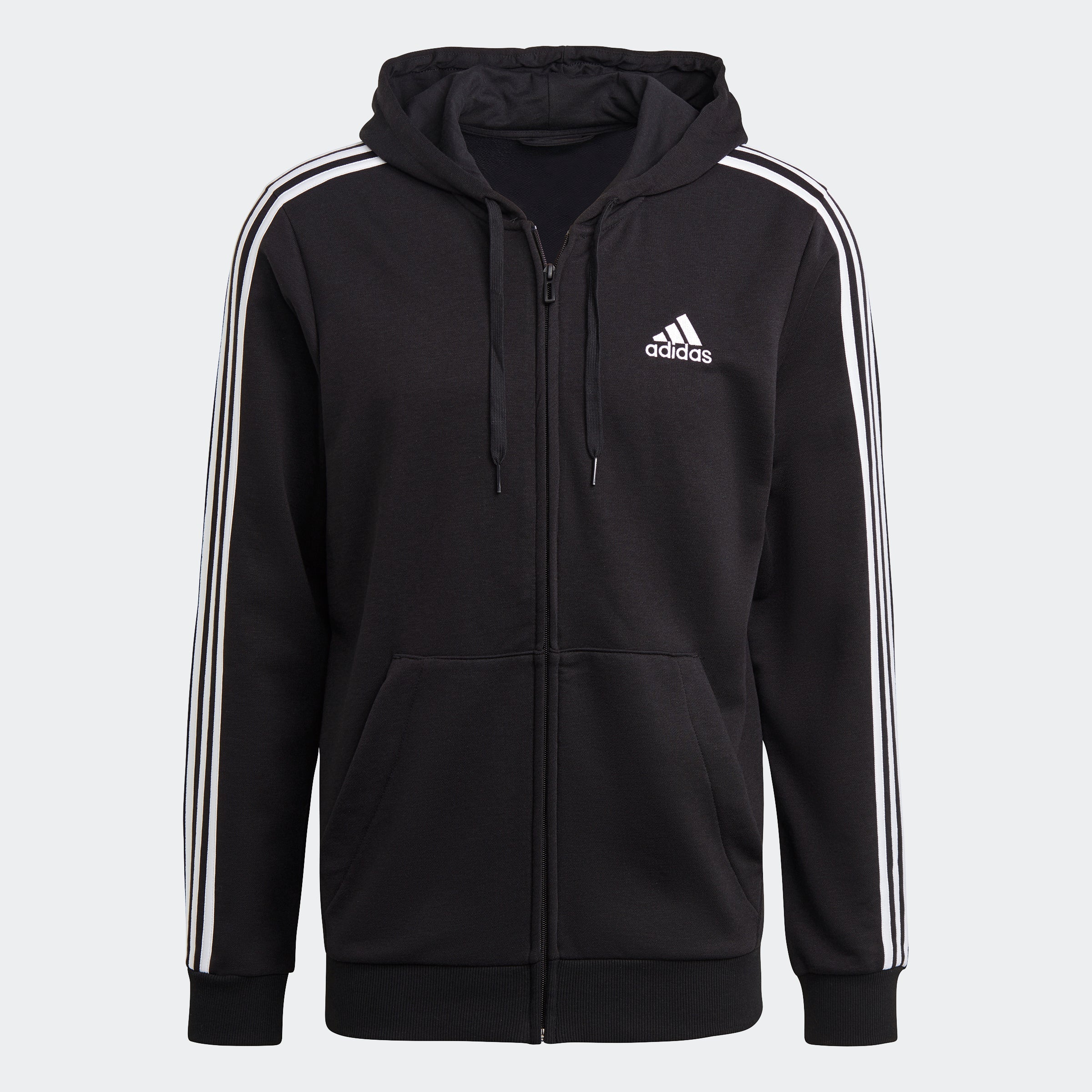 Men's adidas Essentials French Terry 3-Stripes Full-Zip Hoodie