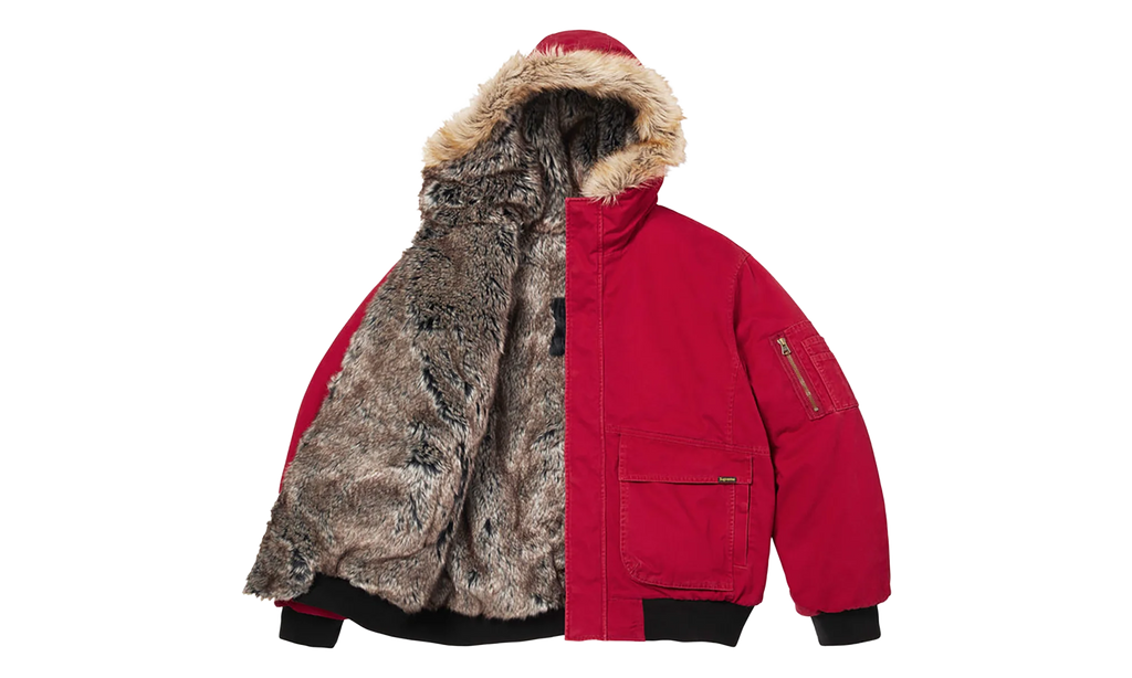Reversible Faux Fur Hooded Work Jacket "SS26 - Red" SU27010