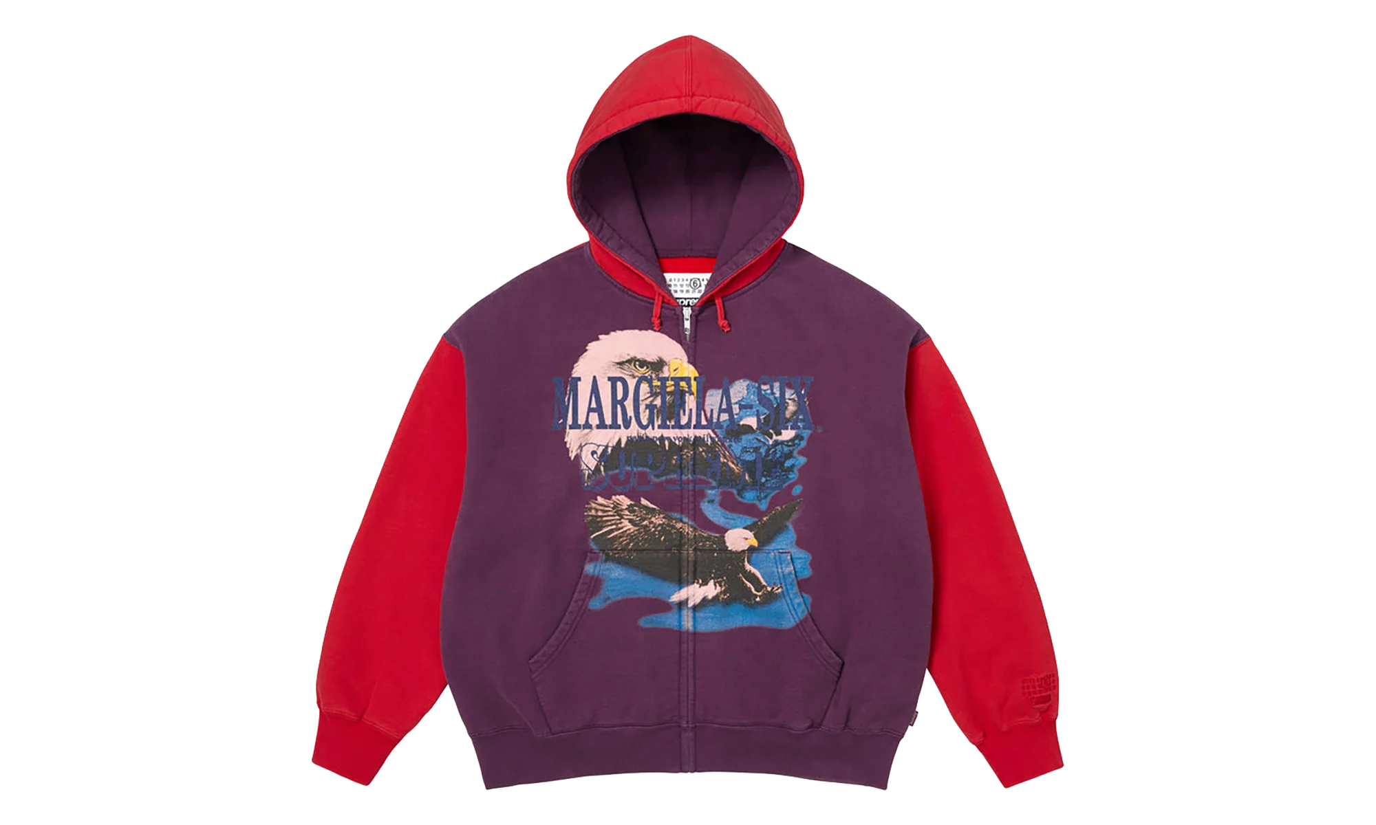 MM6 Maison Margiela Eagle Zip Up Hooded Sweatshirt "SS26 - Purple / Red" SU27174