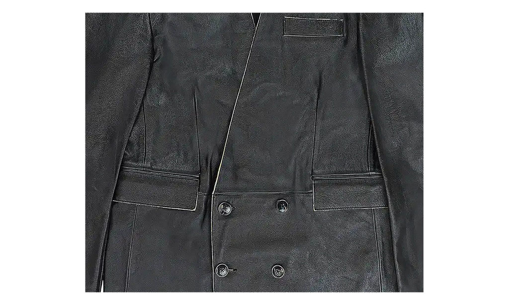 MARTINE ROSE LEATHER DOUBLE BREASTED LEATHER JACKET "BLACK" MRAW23521