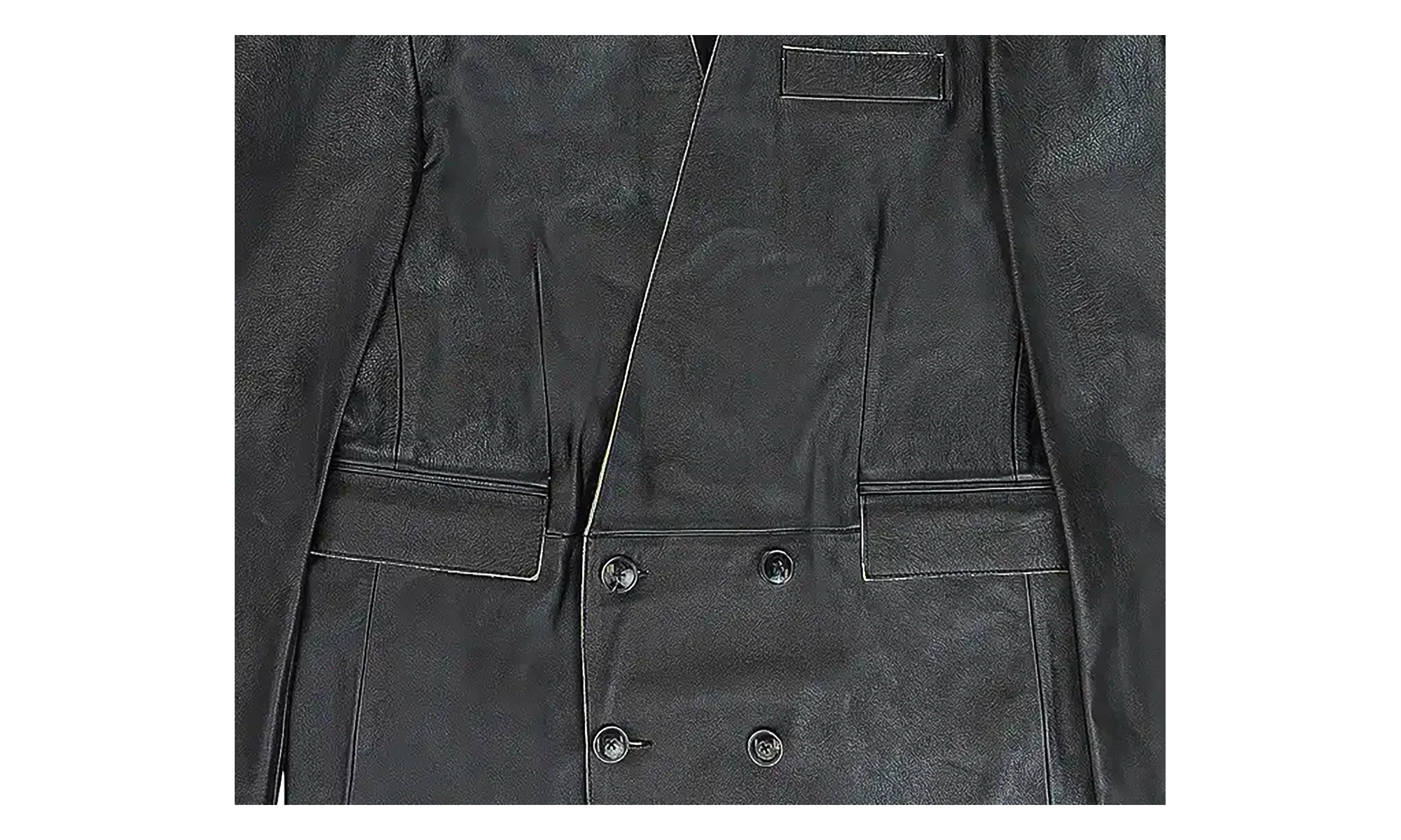 MARTINE ROSE LEATHER DOUBLE BREASTED LEATHER JACKET "BLACK" MRAW23521