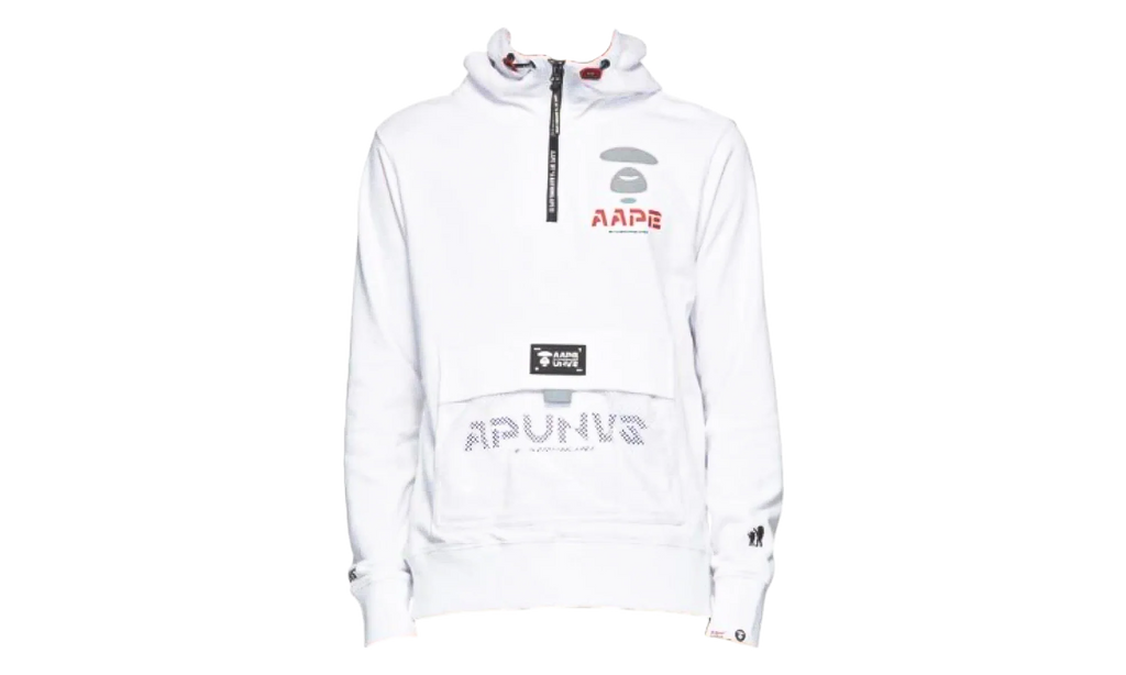 AAPE Logo Half-Zip Hoodie "White" 211547M202021