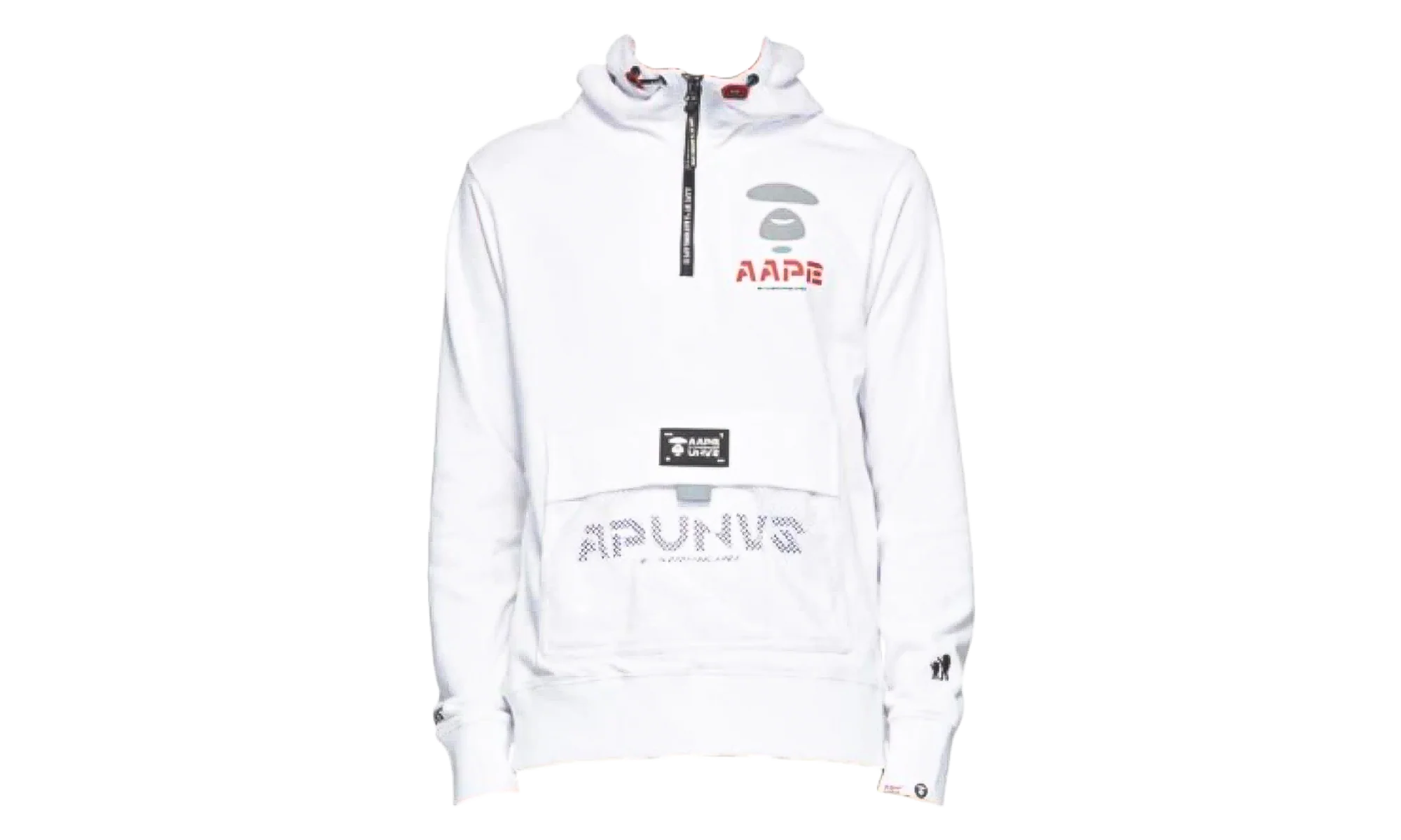 AAPE Logo Half-Zip Hoodie "White" 211547M202021