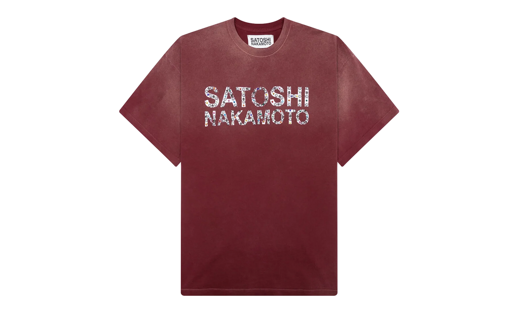 Pearl Studded Logo Tee "Burgundy" SAT004