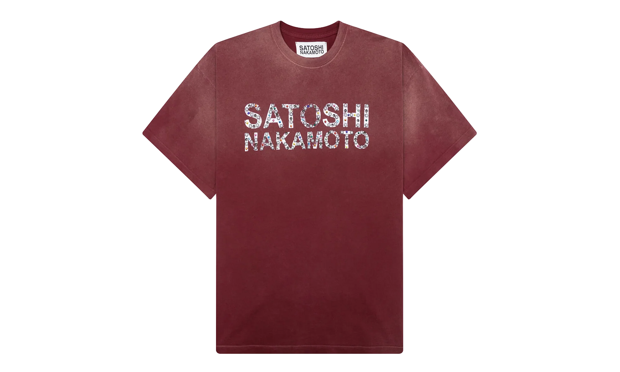 Pearl Studded Logo Tee "Burgundy" SAT004