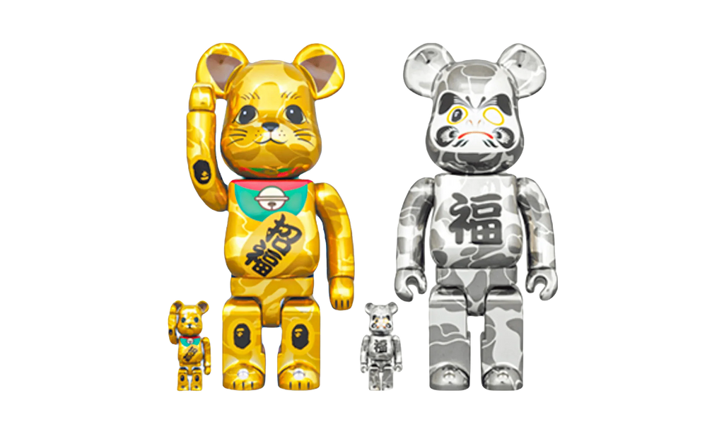 BAPE Maneki Neko & Daruma 100% & 400% "Gold & Silver Plated" MEDI3056