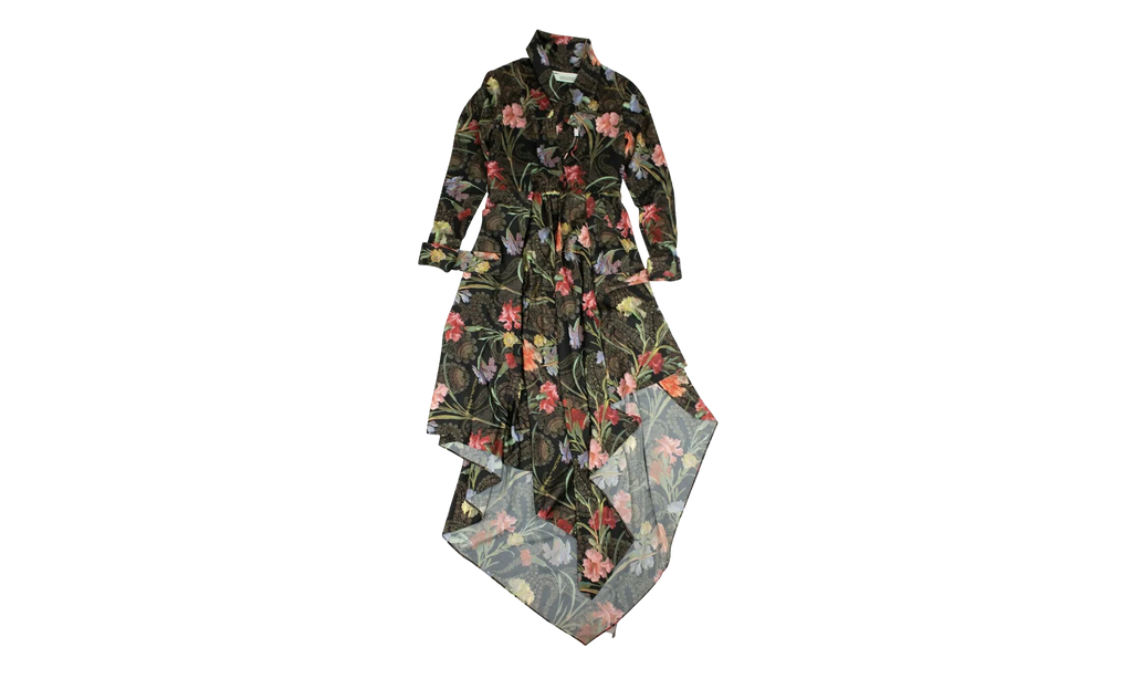 Floral Long Draped Dress "Black" 82NGG-OW-254