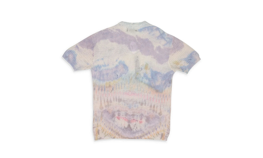 Tie Dye Knit Short Sleeve Shirt "Purple" MULTICOLOR_TIE_DYE_KNIT