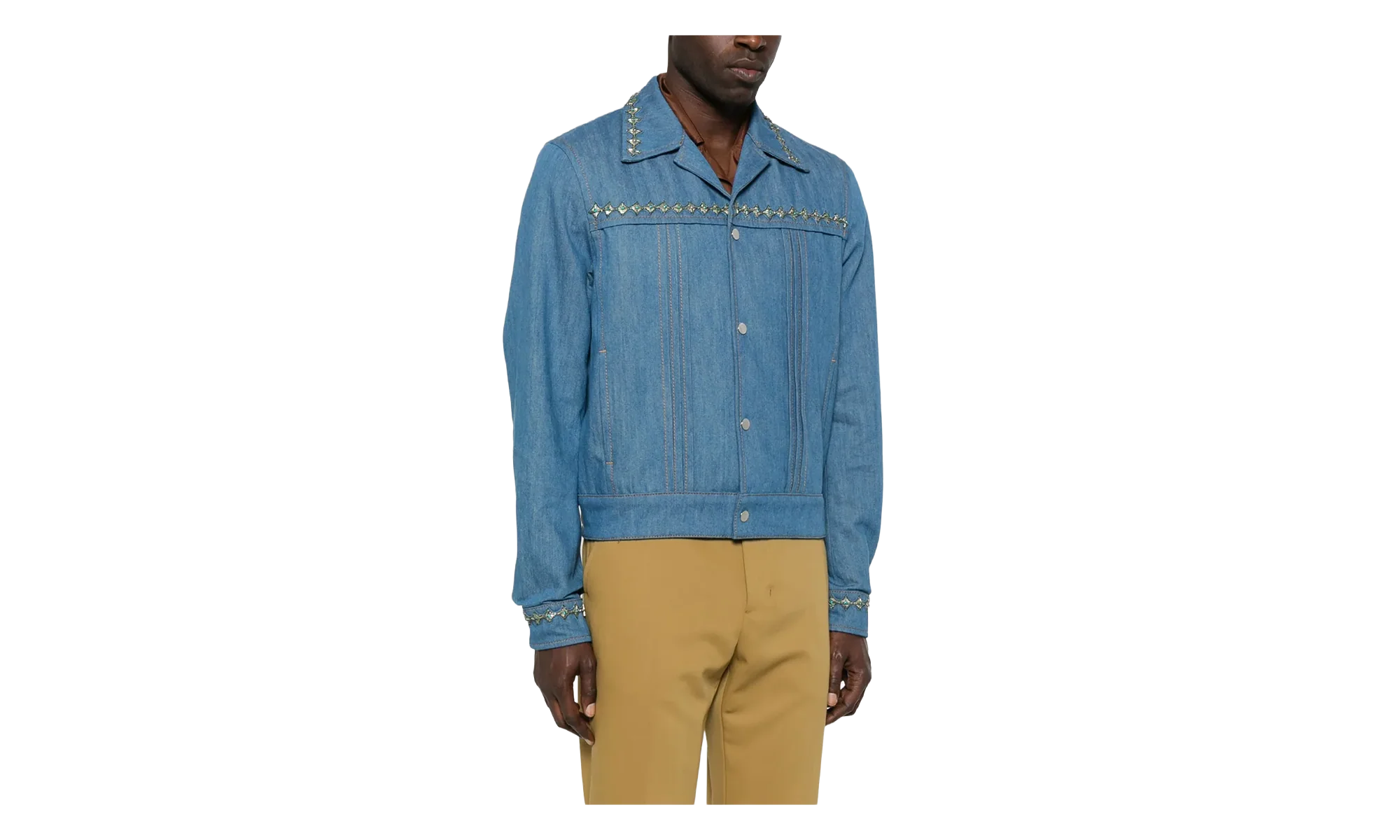 Crystal Pleated Cadet Jacket "Retro Indigo" AMDNJT1004 RETR