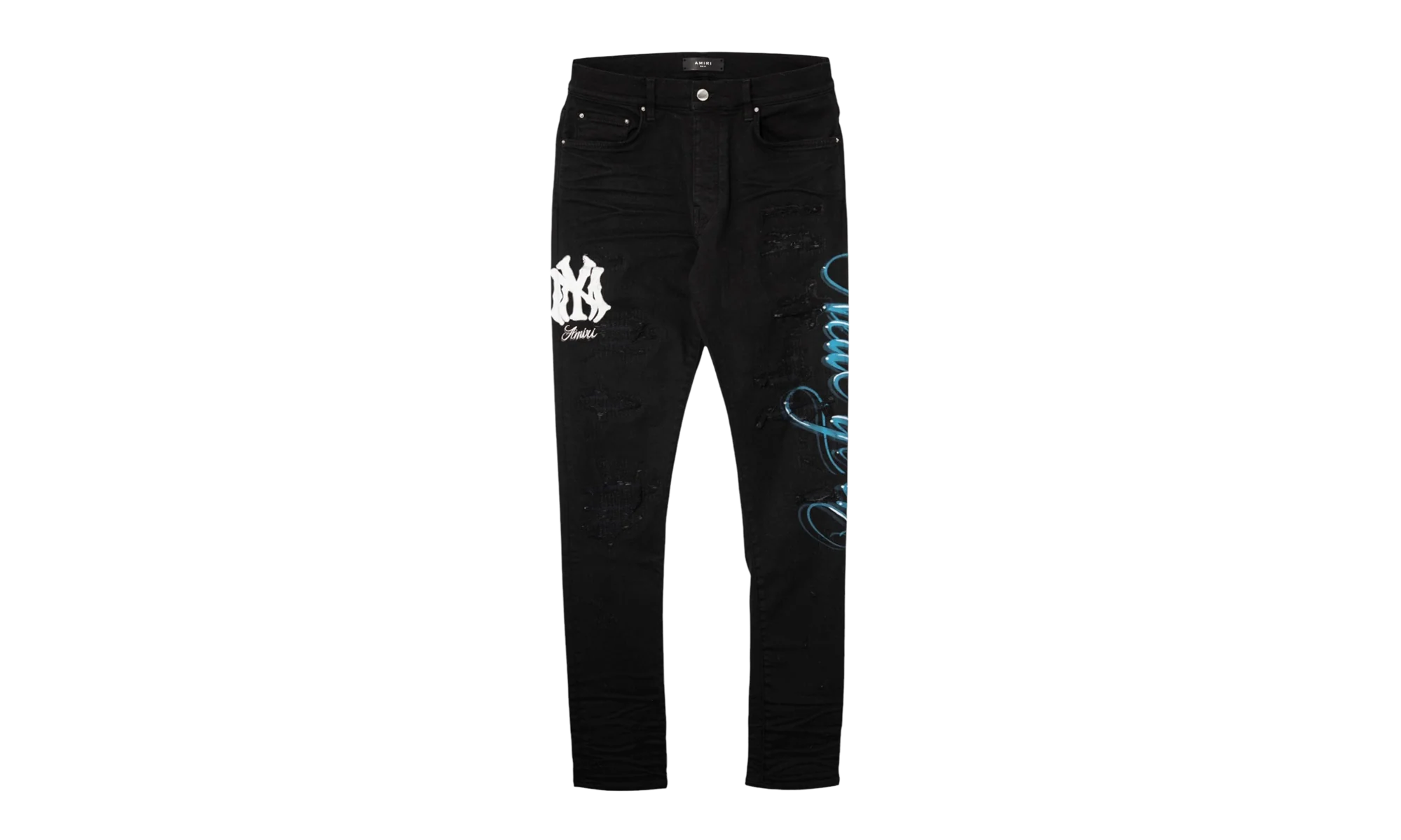 MA New York Airbrush Logo Jeans "Overdyed Black Blue White" AMDNSY1178 018