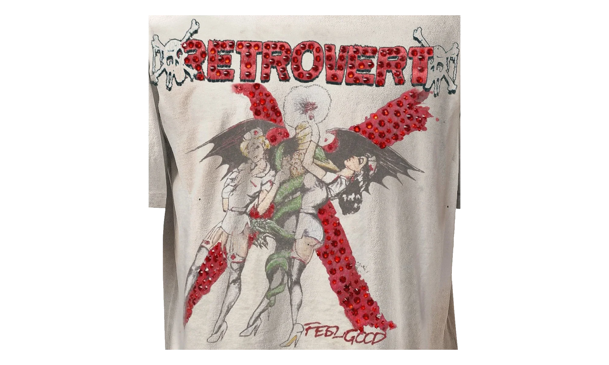 Red Nurse Rhinestone Tee "White" RET021