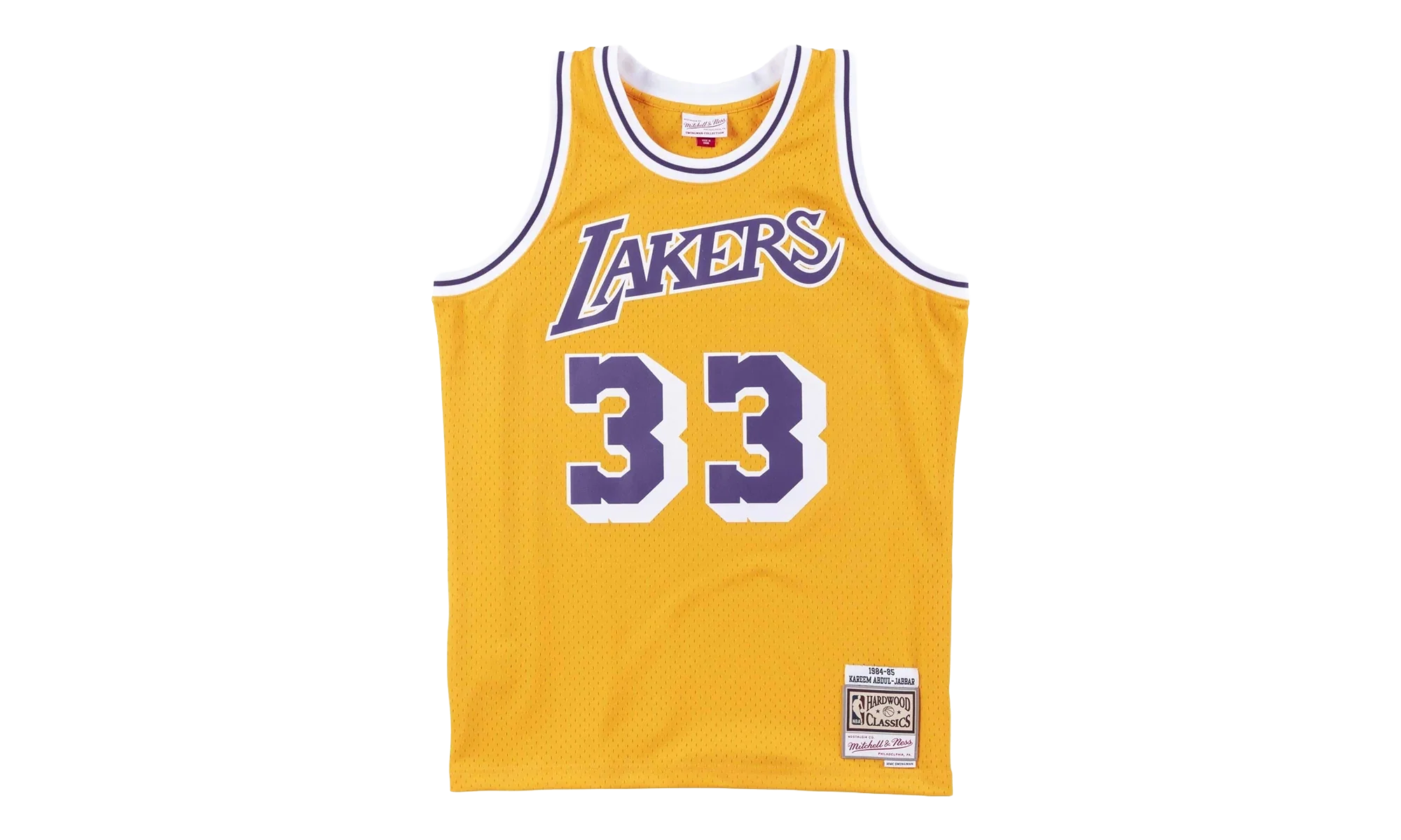 NBA Kareem Abdul-Jabbar Swingman Jersey "1984 Los Angeles Lakers - Light Gold" SMJYAC18110 LALLTGD84KAB