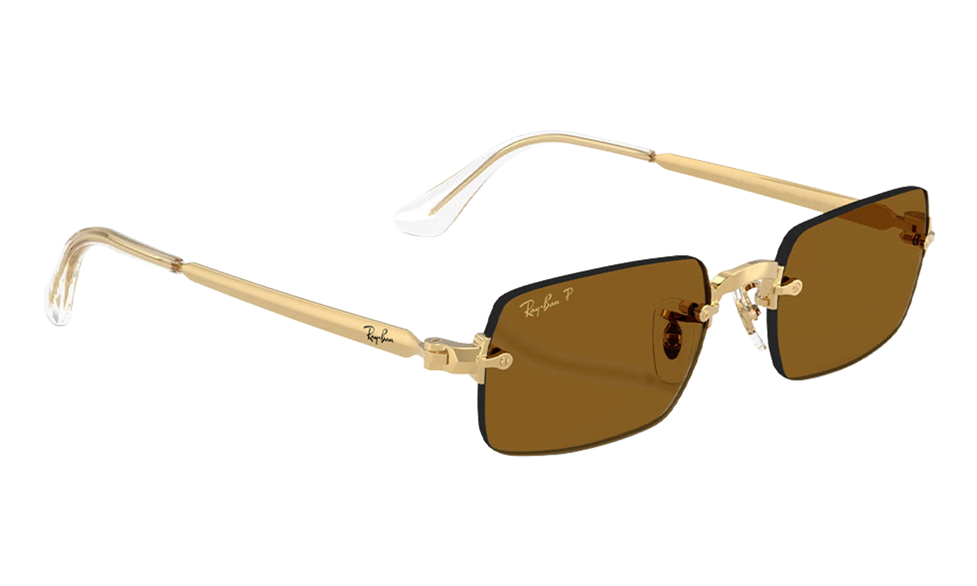 Ray-Ban Rimless "A$AP Rocky - Polished Arista Gold with Dark Brown Polarized Lens" RB3928 001 83