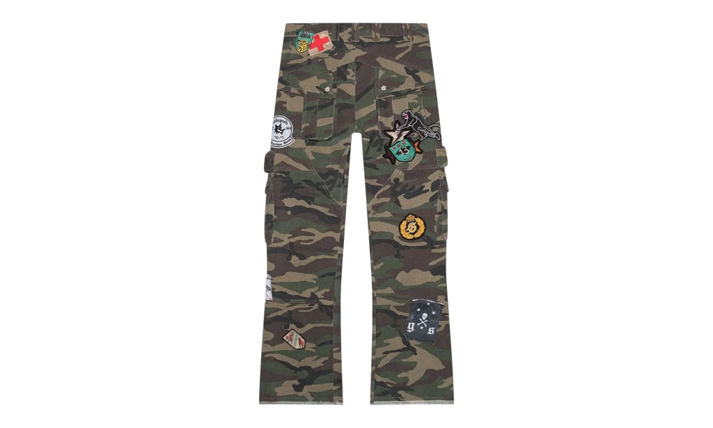 Patchwork Flared Cargo Pants "Camo Green" GS096