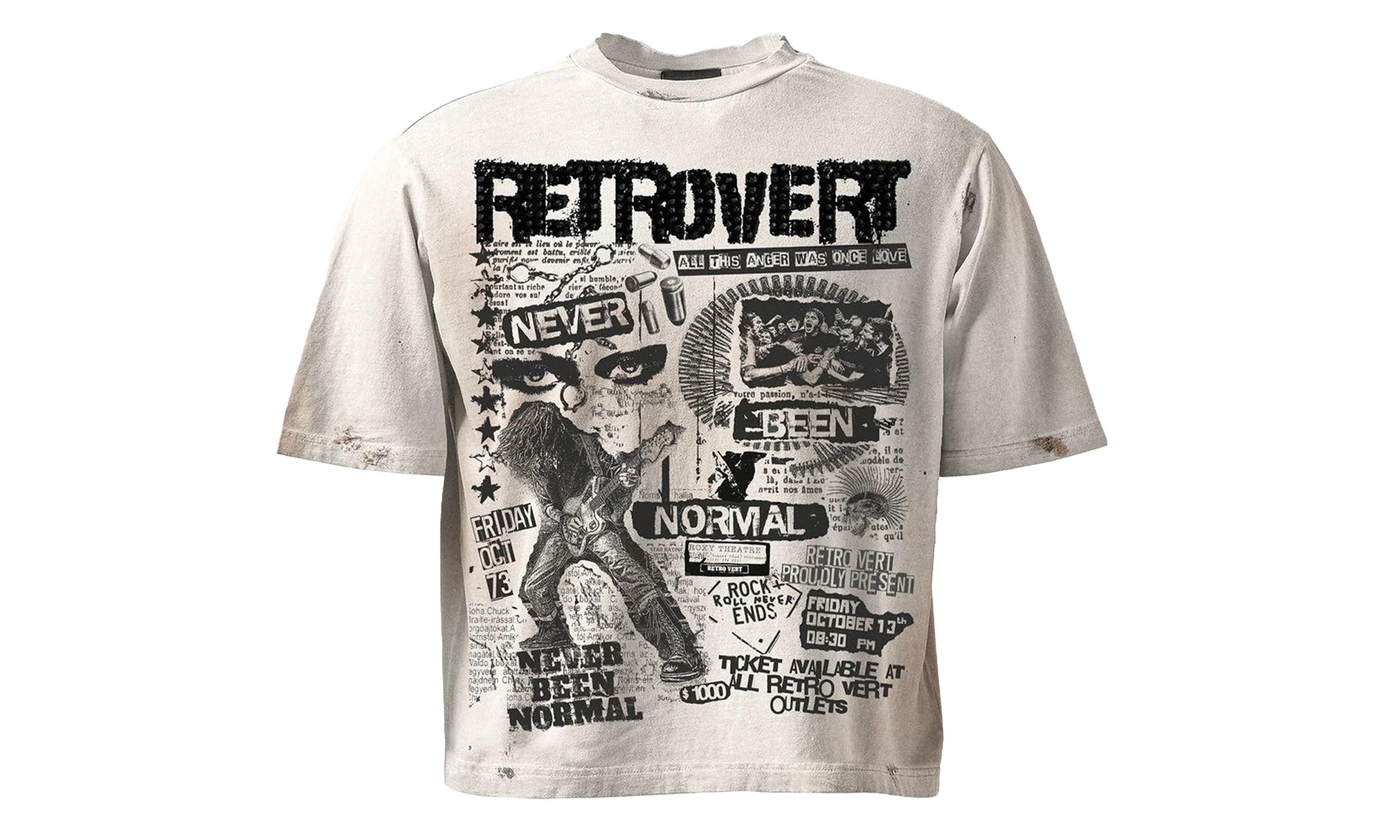 Rhinestone Never Been Normal T-Shirt "White" RET001
