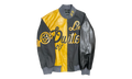 Mix Canvas Leather Bomber Jacket "Gold Black" 1AB987