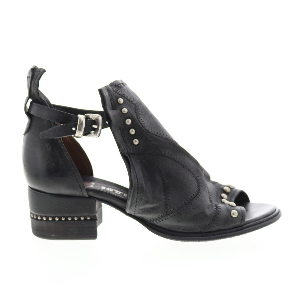 Maudie 672025-101 Womens Black Leather Heeled Sandals Shoes