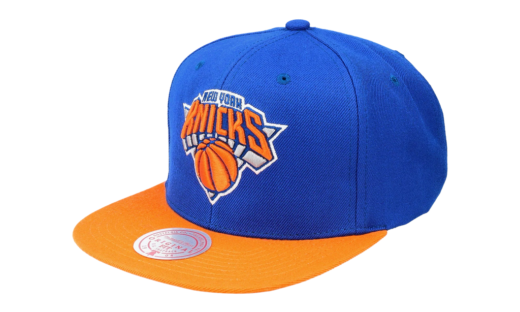 NBA Two-Tone 2.0 Hardwood Classics Fitted Cap "New York Knicks - Royal Blue / Orange" 6HSFJS19193 NYKRYOR