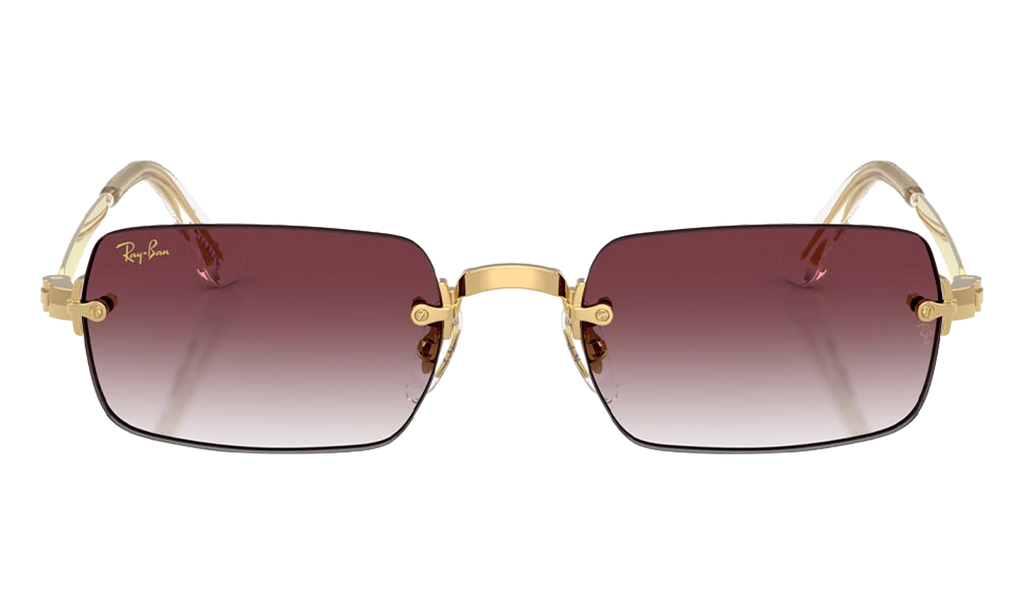 Ray-Ban Rimless "A$AP Rocky - Polished Arista Gold with Clear Gradient Dark Violet Lens" RB3928 001 8H