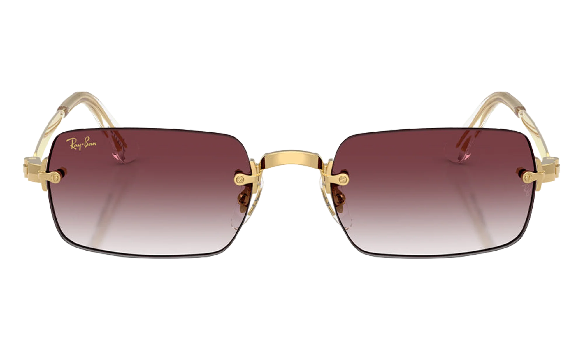 Ray-Ban Rimless "A$AP Rocky - Polished Arista Gold with Clear Gradient Dark Violet Lens" RB3928 001 8H
