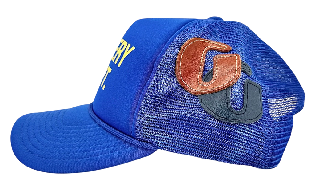 Logo Trucker Hat (4 G Patch Custom) "Blue Yellow" Qw