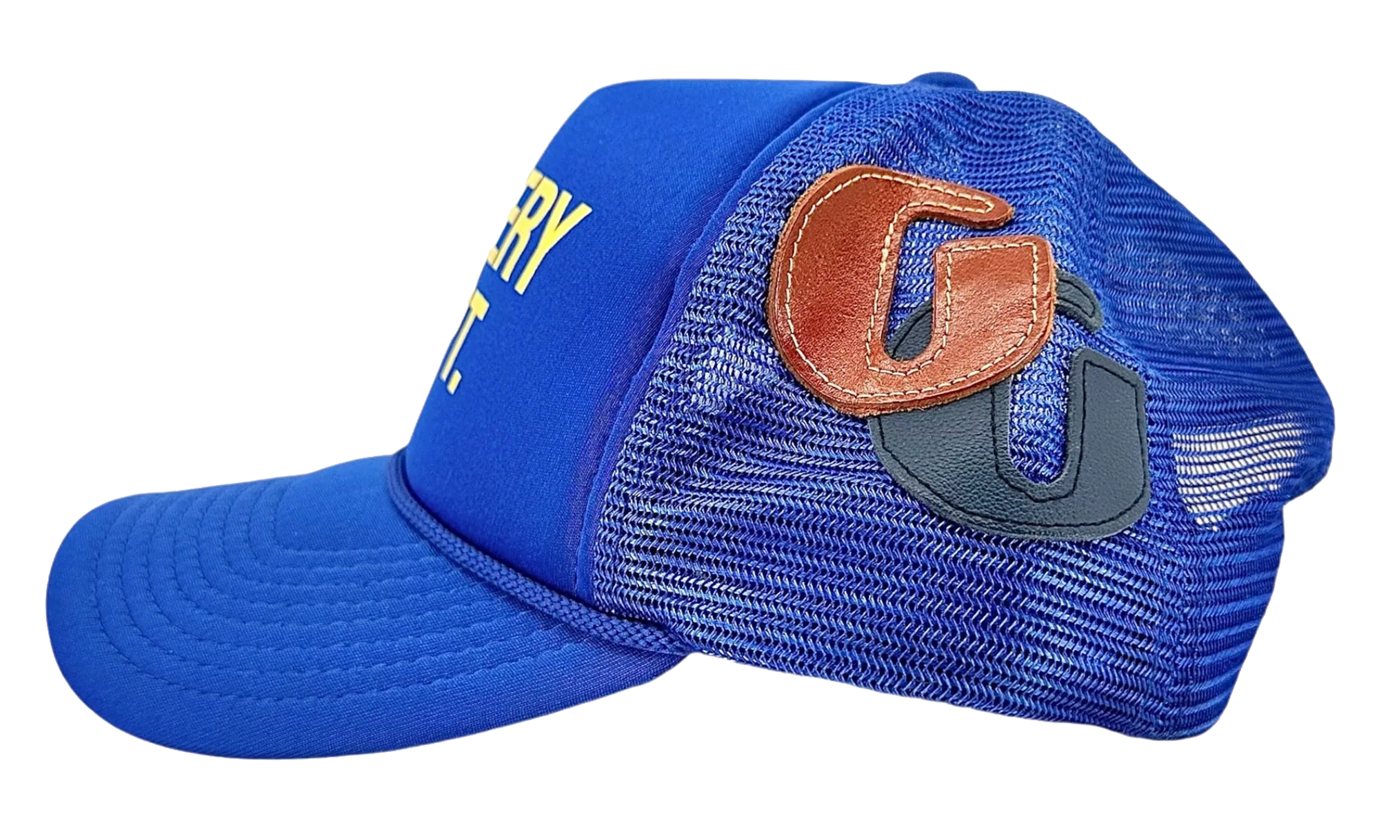 Logo Trucker Hat (4 G Patch Custom) "Blue Yellow" Qw