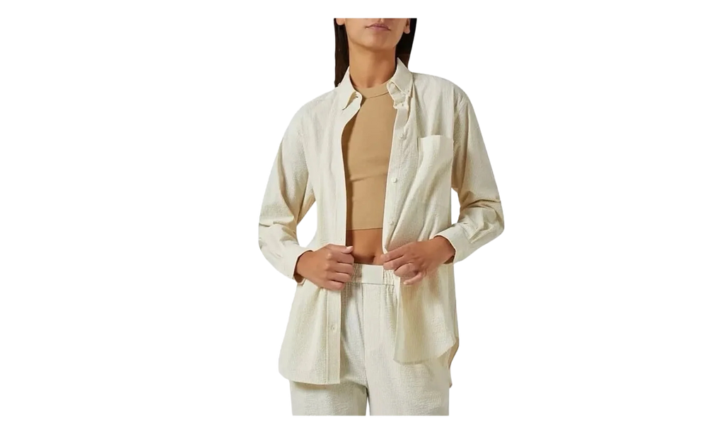 Ora Ii Seersucker Shirt "Beige" KITH42
