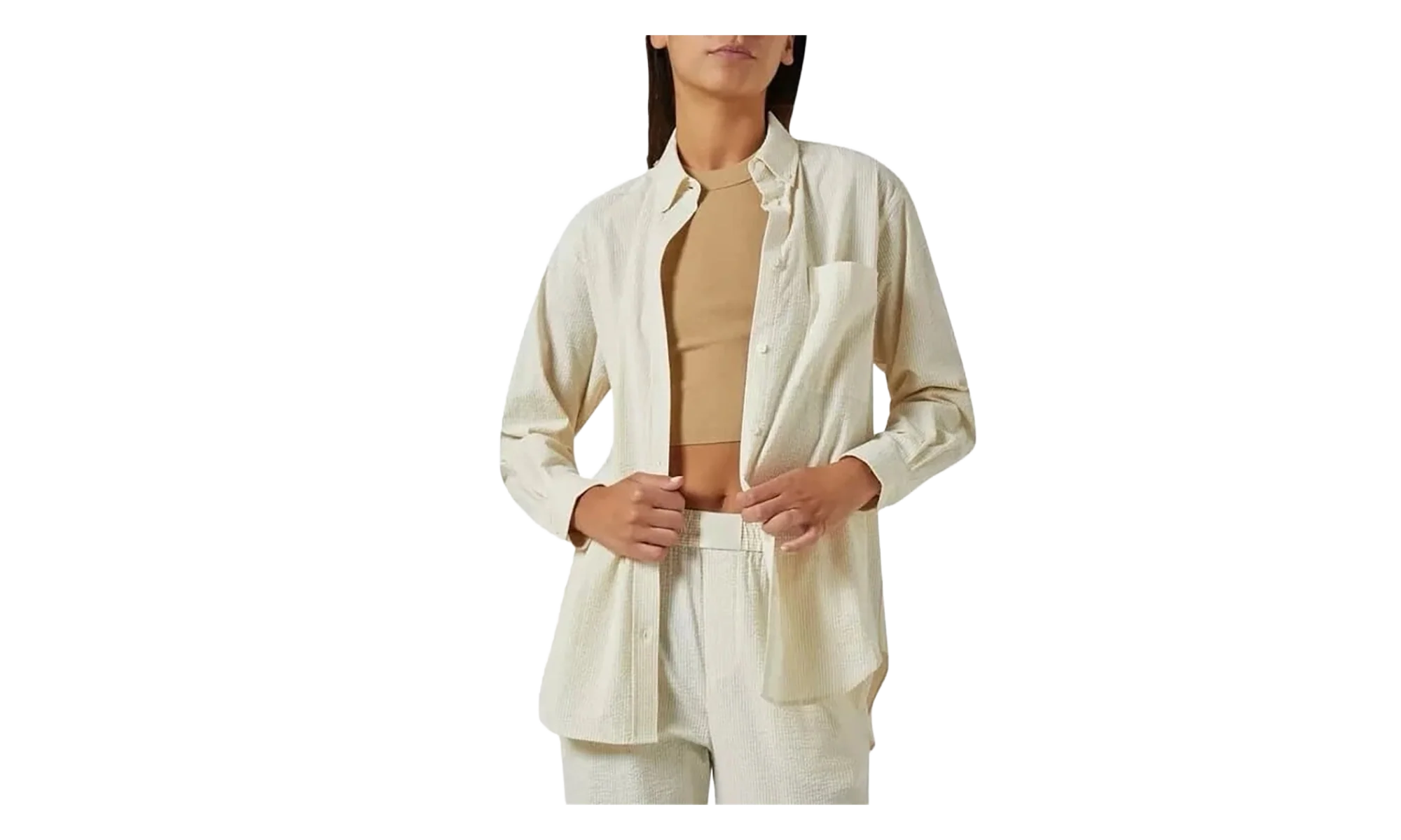 Ora Ii Seersucker Shirt "Beige" KITH42