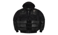 Opium K9 Dogbiter Hooded Leather Bomber Jacket "Black Silver" PP028