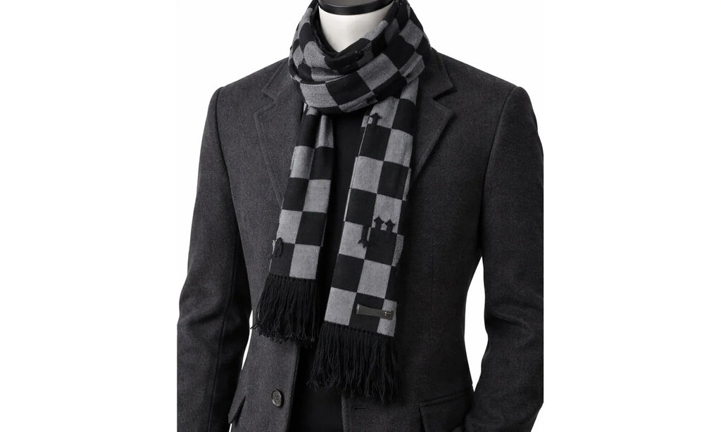 Cashmere Old English Scarf "Black / White" MSK003 004