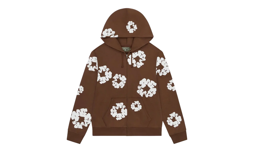 Cotton Wreath Zip Hoodie "Brown" DT451