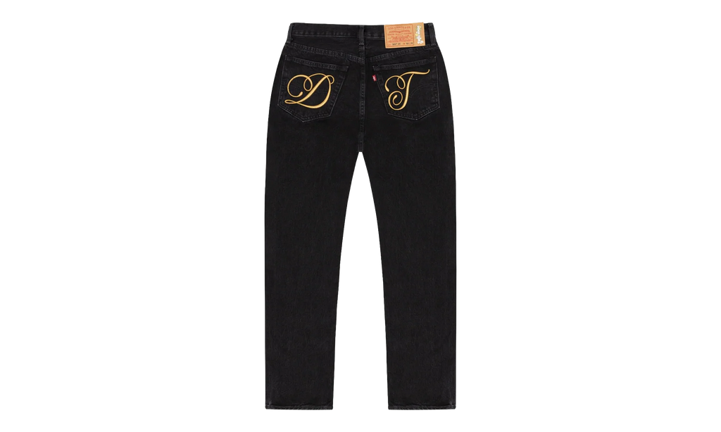 DT Metallic Gold Script 501 Jeans "Black" DT391