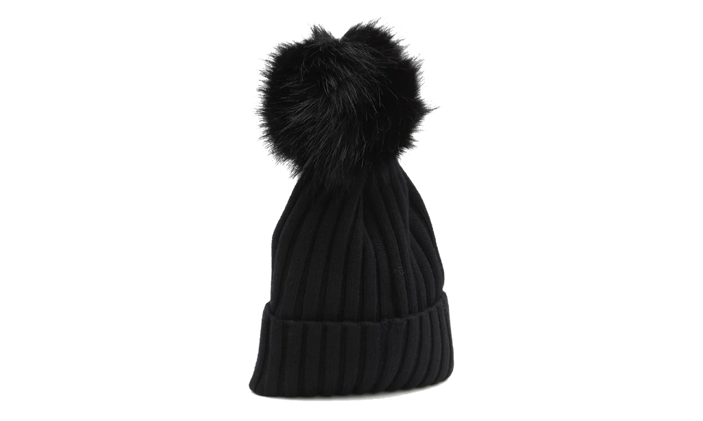 Large Fur Pom-Pom Hat "Balck" MON61