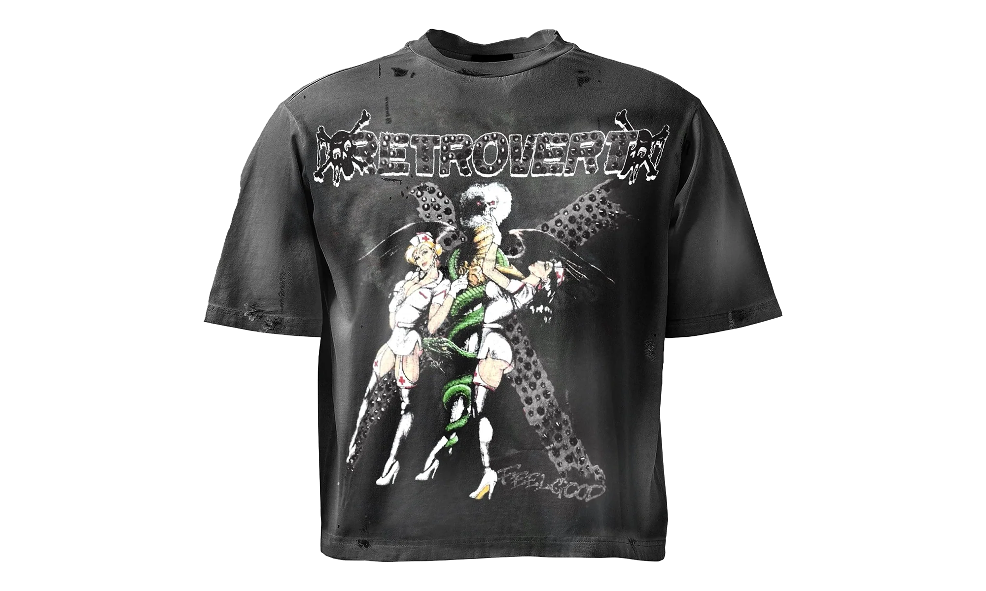 Black Nurse Rhinestone Tee "Black" RET014