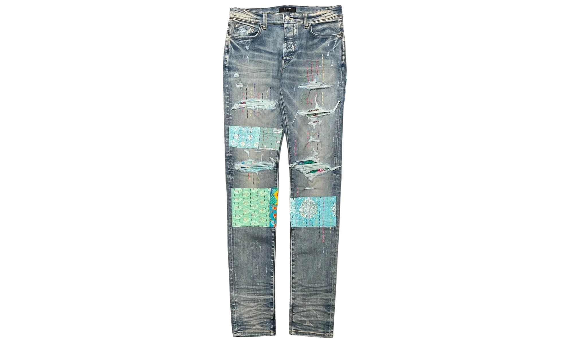 Quilted Art Patch Jeans "Clay Indigo" MDS066 408