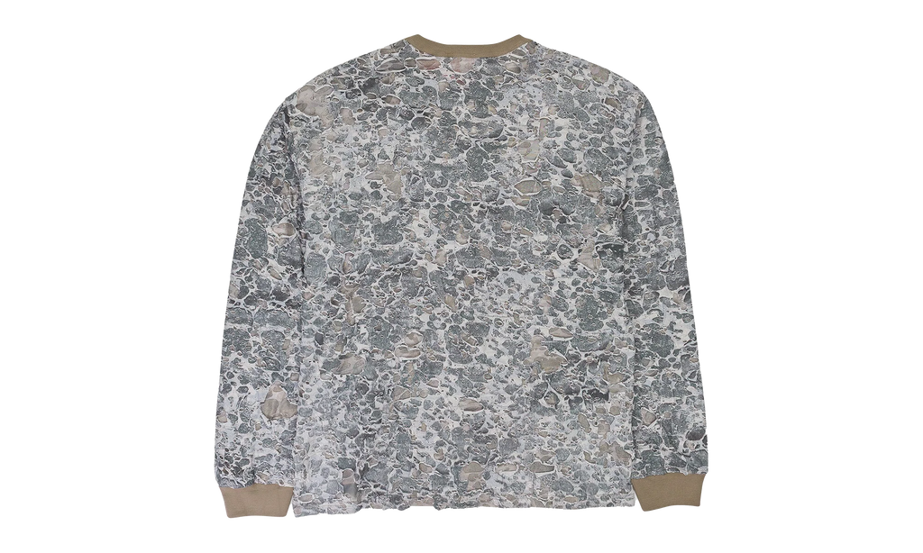 CAMO BURN OUT PRINT LONG SLEEVE T-SHIRT "Beige" A146010HNAS9DBA