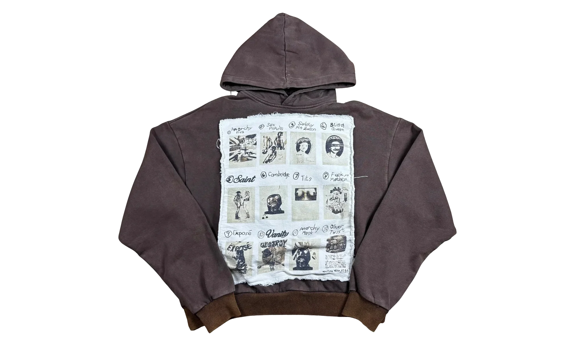 Patchwork Vain Pullover Hoodie "Brown" OSTG SAVAN NQ2R