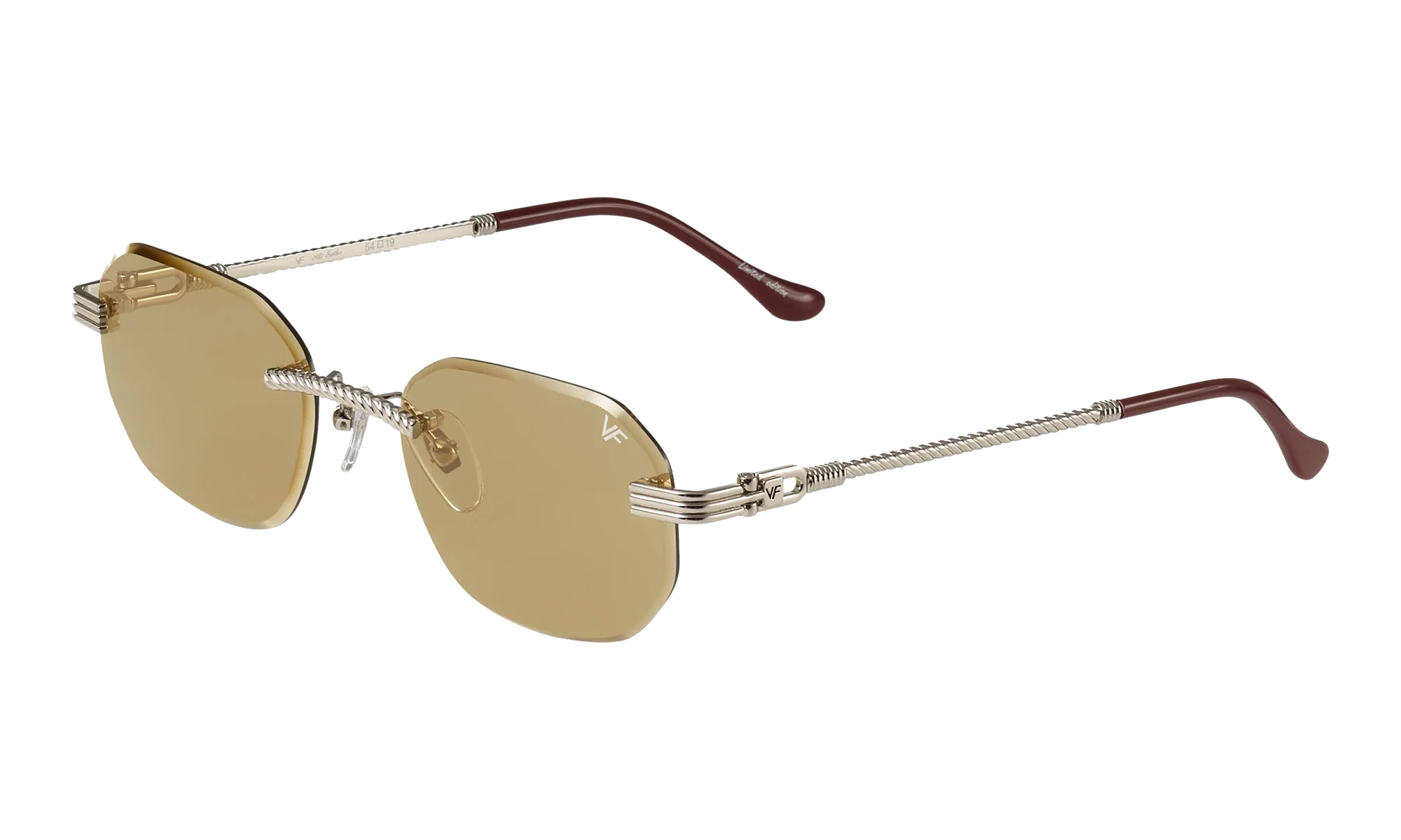 Hustler Rimless Drill Mount 24KT "White Gold / Amber" DMHU2 0054 43A2