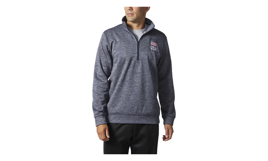 USA Flag Tech Fleece 1/4 Zip Jacket "Collegiate Navy Heathered" CV2273