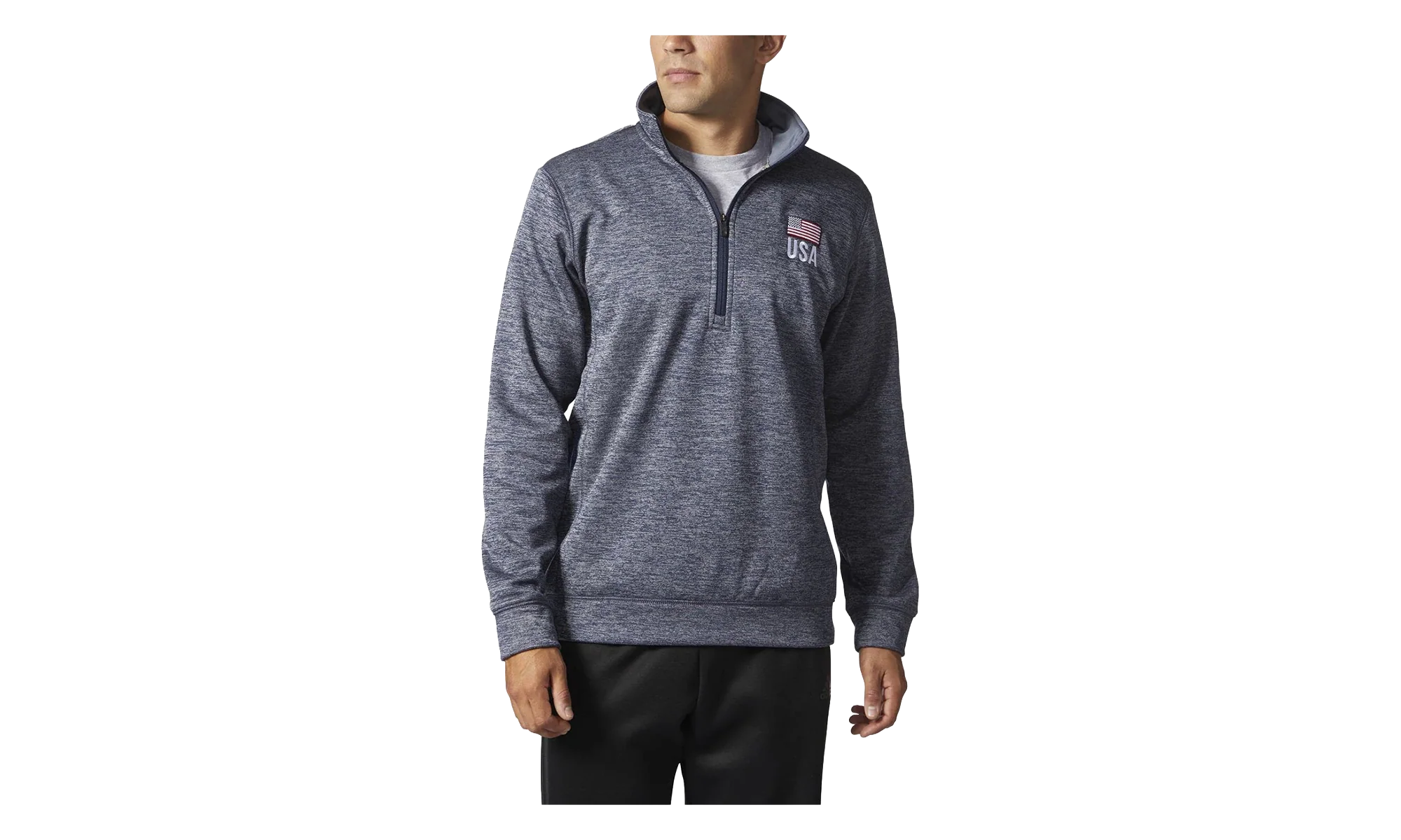 USA Flag Tech Fleece 1/4 Zip Jacket "Collegiate Navy Heathered" CV2273