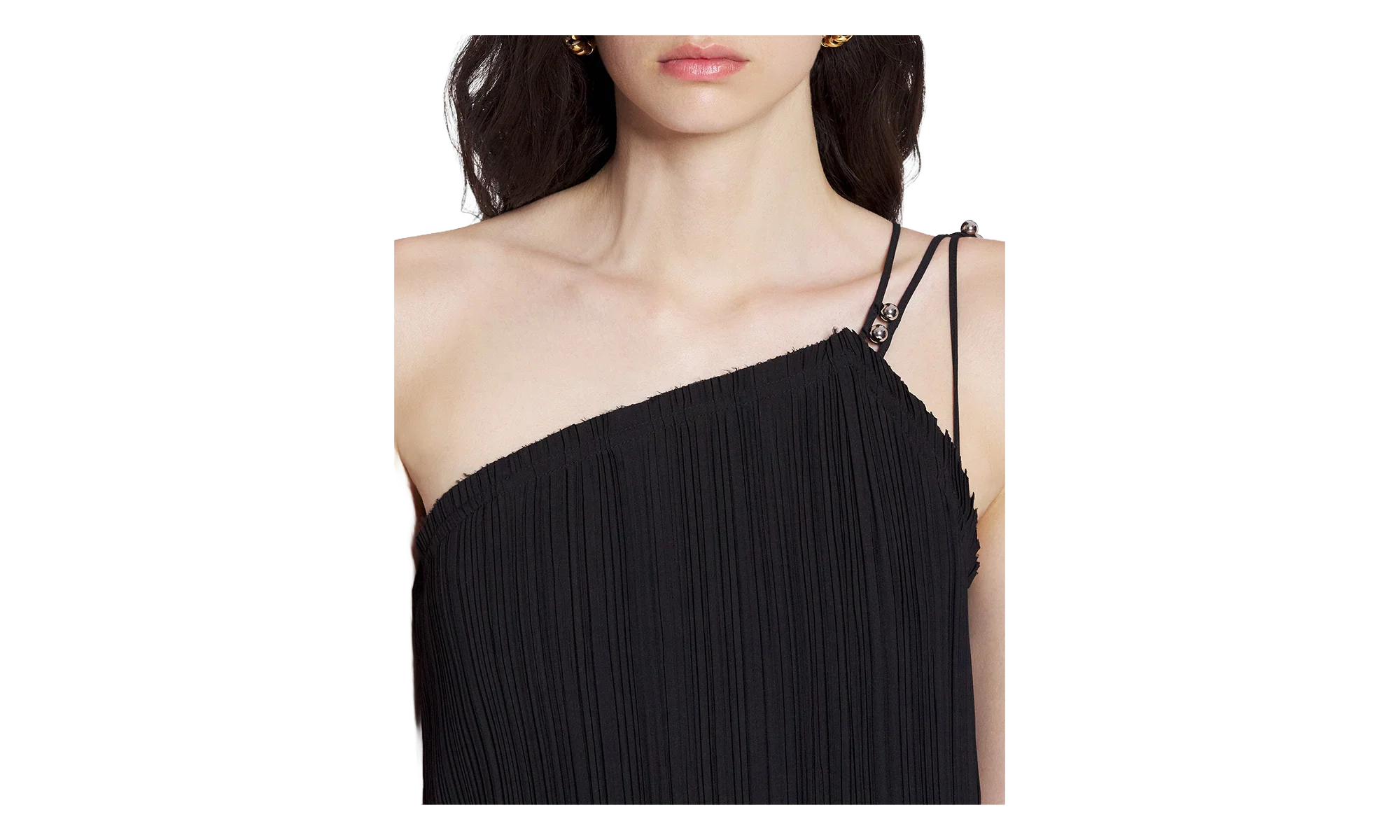 ONE-SHOULDER PLEATED LONG DRESS "Black" RW DR0011 5904 P24_10