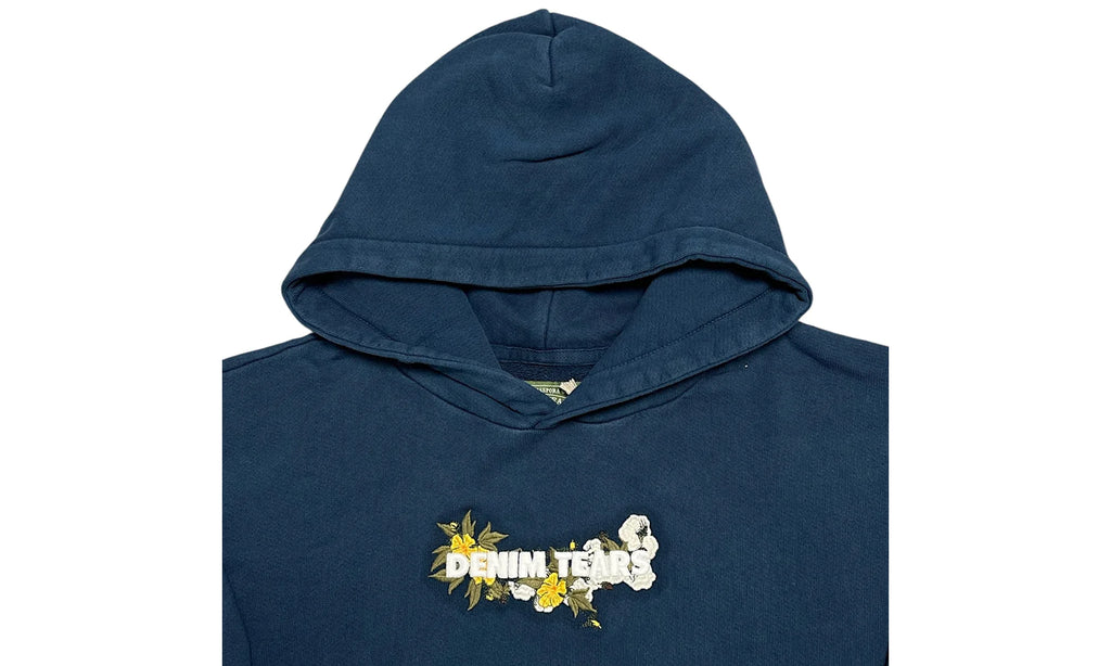 Embroidered Floral Logo Hoodie "Navy" DT282