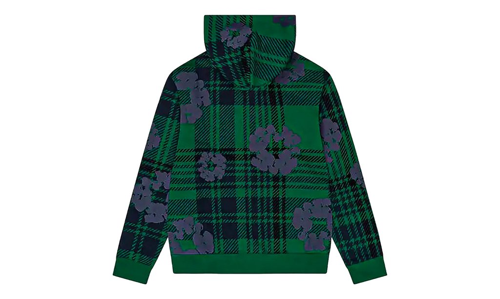 Plaid Cotton Wreath Zip Hoodie "Green" DT385