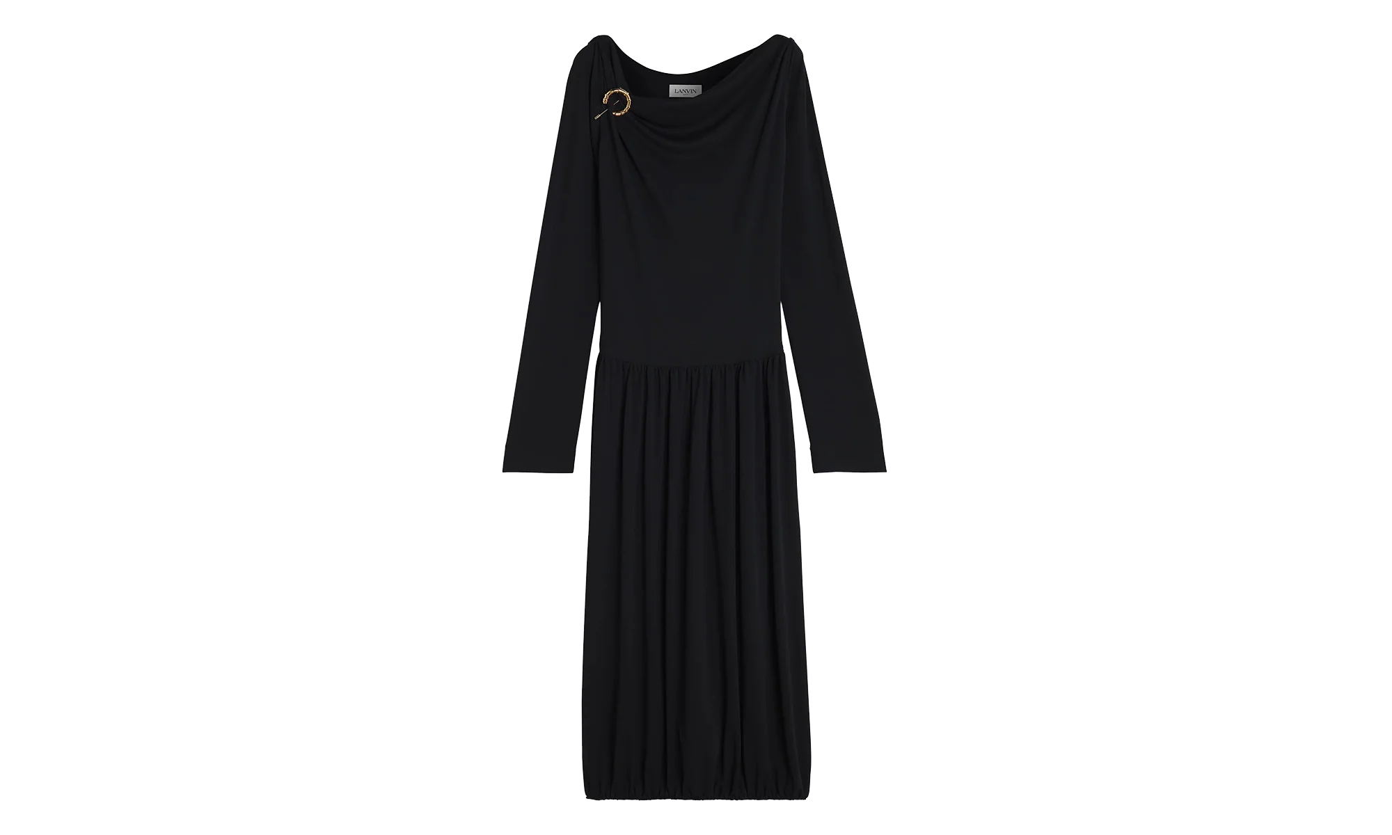 DRAPED MIDI DRESS WITH BROOCH "Black" RW DR0004 4792 P23_10
